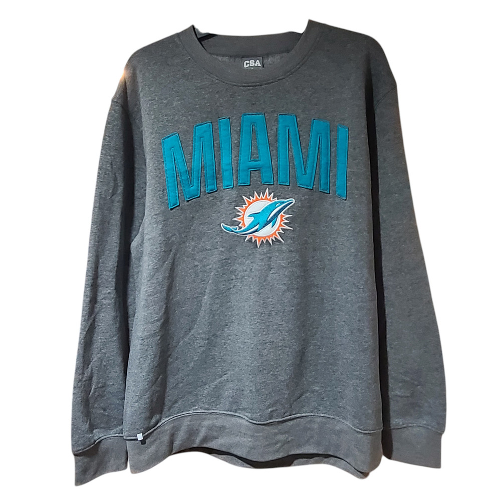 CSA NFL Miami Dolphins Gray Crewneck Men's Large NWOT